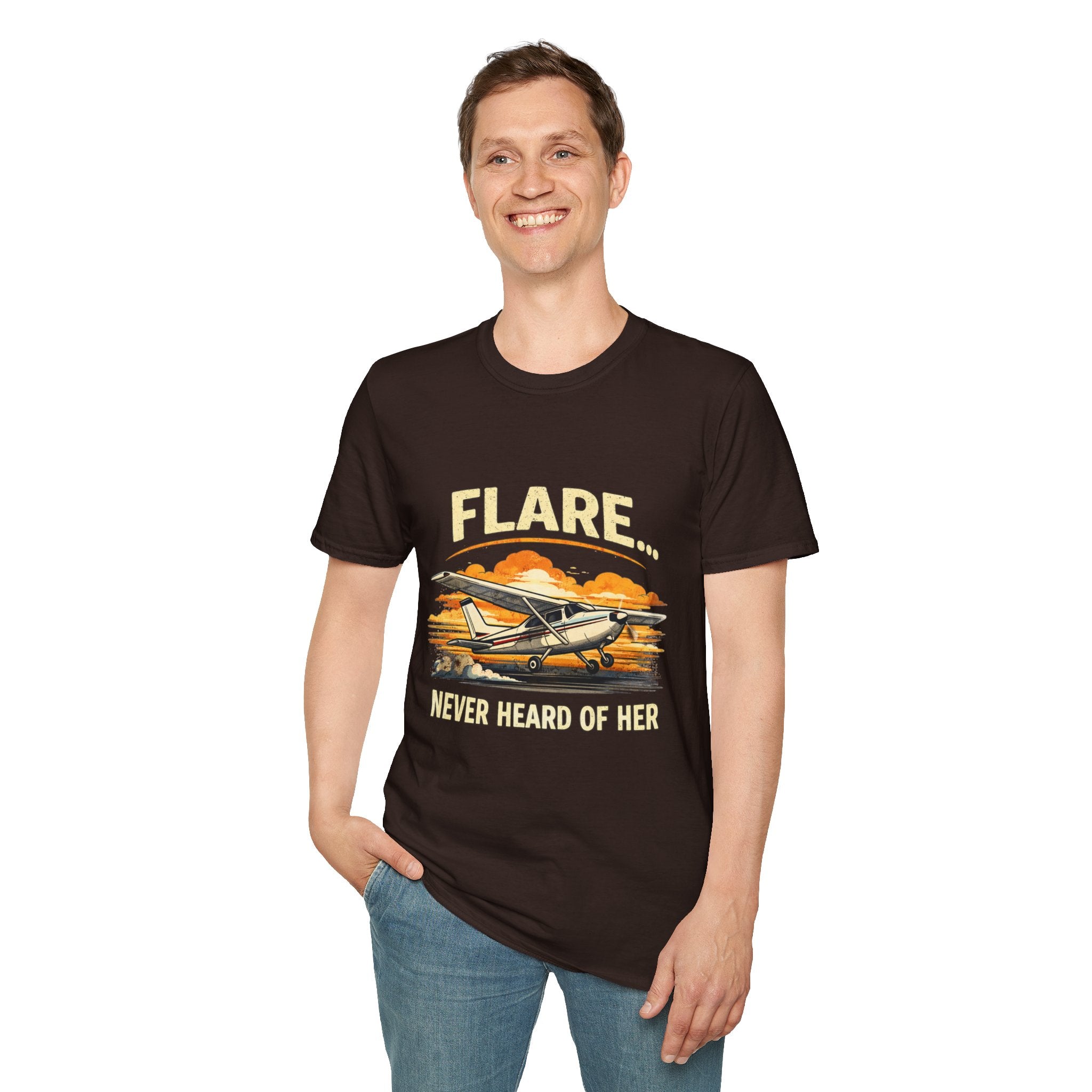 “Flare...Never Heard of Her” - Funny Pilot T-Shirt - Cessna Aviation Tee