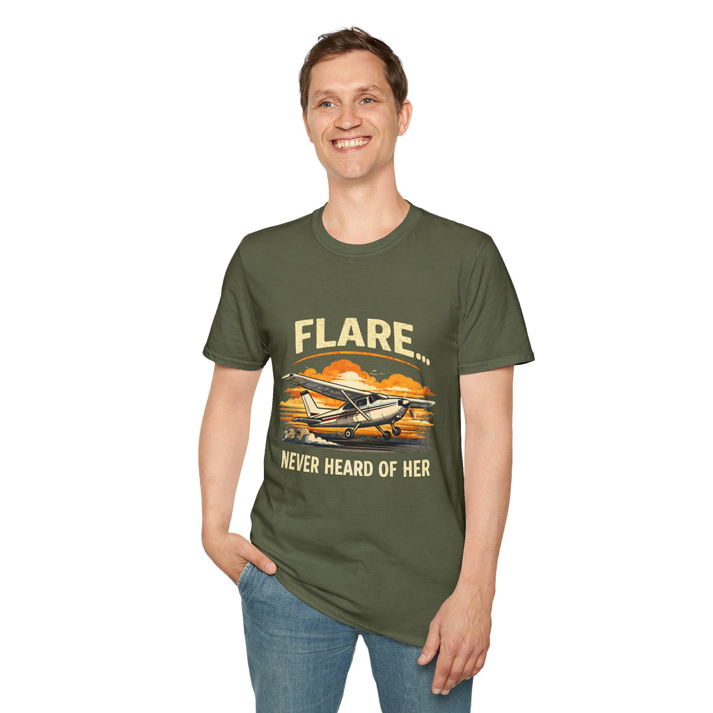 “Flare...Never Heard of Her” - Funny Pilot T-Shirt - Cessna Aviation Tee