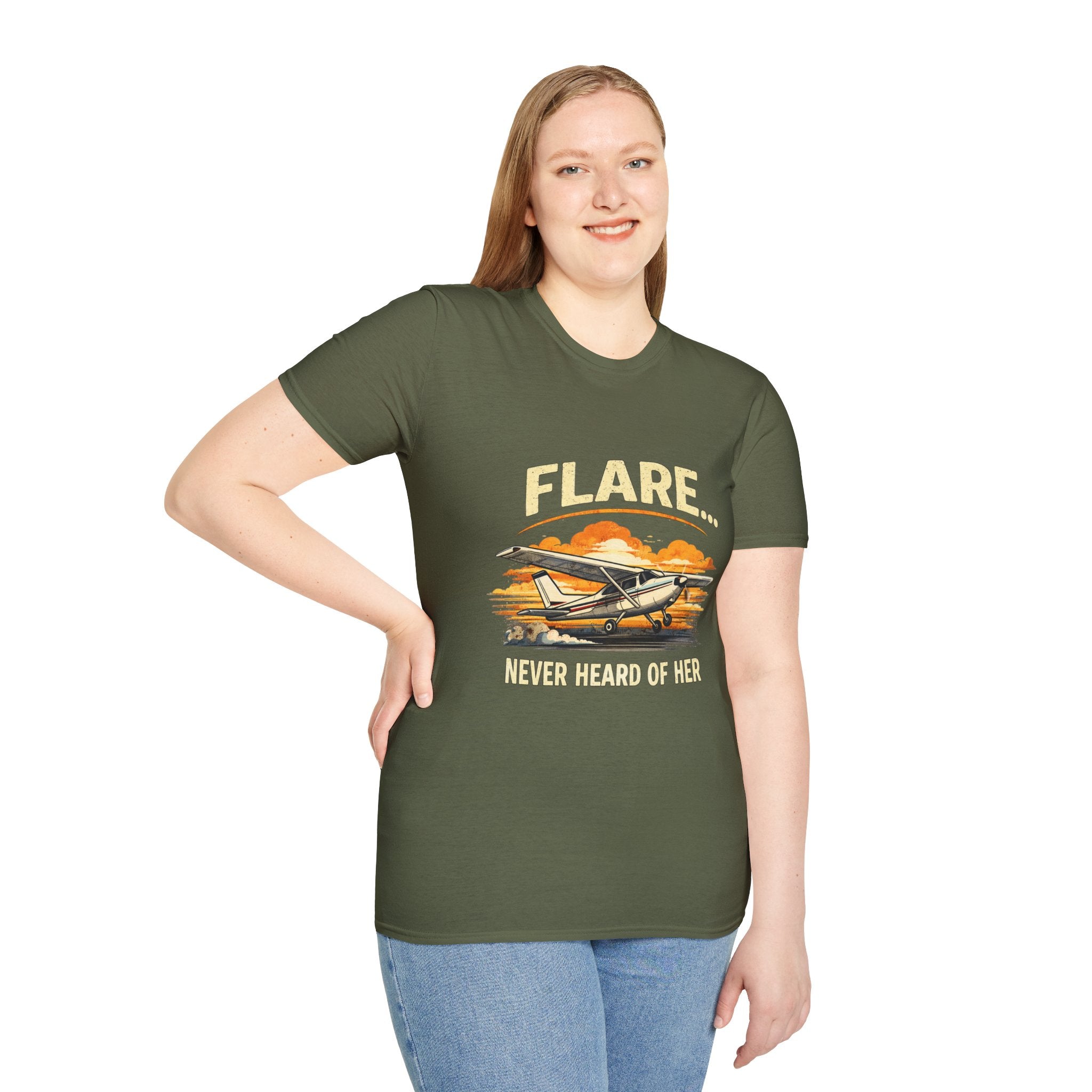 “Flare...Never Heard of Her” - Funny Pilot T-Shirt - Cessna Aviation Tee