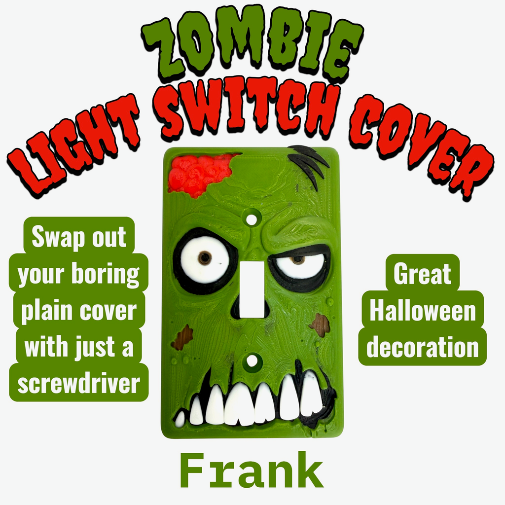 Zombie Light Switch Cover Plate | 3D Printed Horror Wall Decor | Spooky Halloween Light Switch Cover | Creepy Monster Room Decor | Gothic