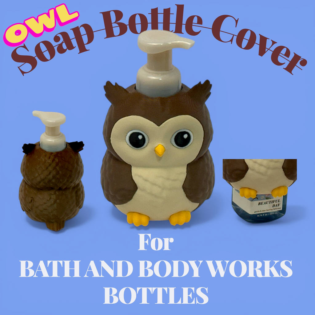 Cute Owl Soap Bottle Cover (Fits Bath and Body Works Hand Soaps)