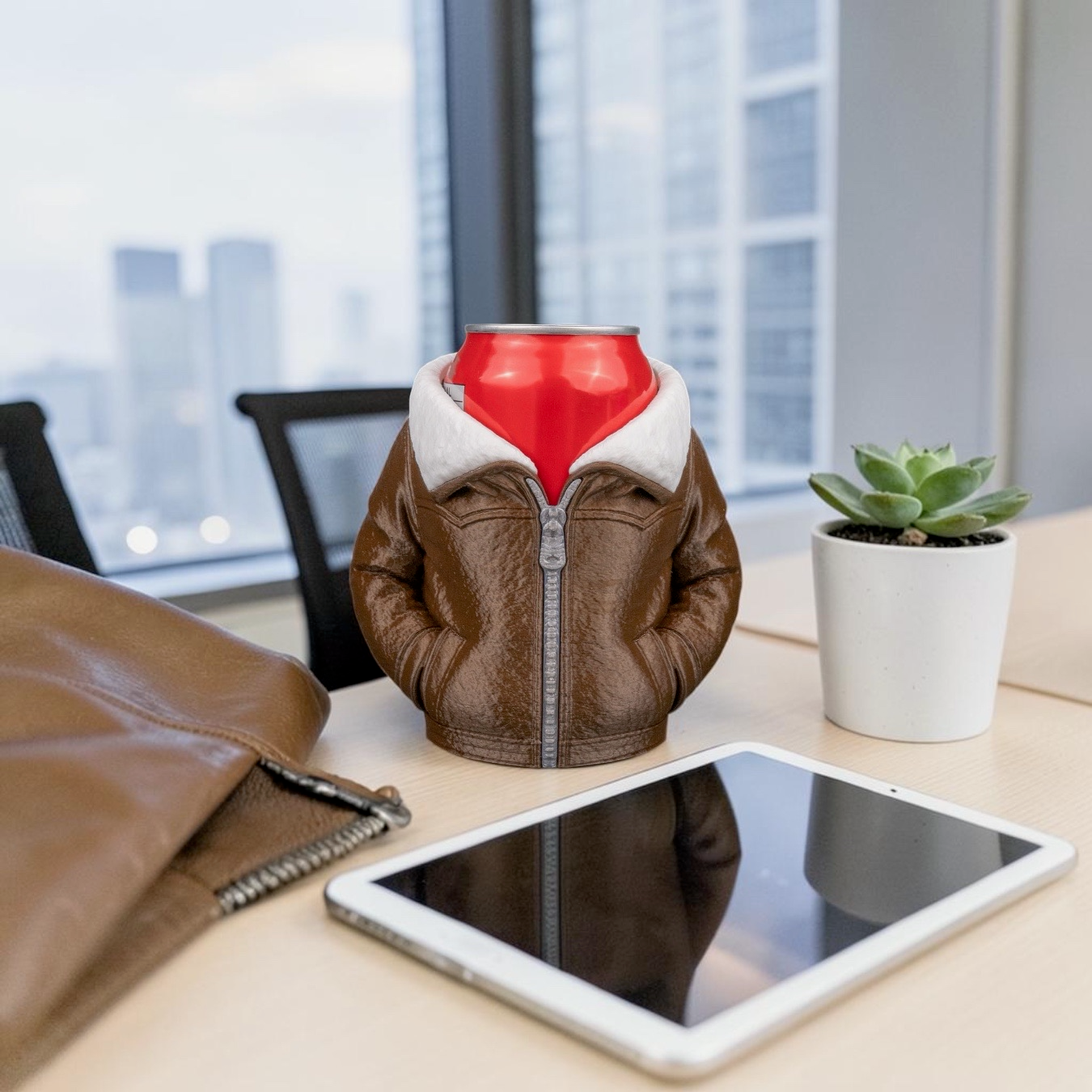 Aviator Jacket Soda Can or Desktop Pen Holder - Novelty Gift for Pilots