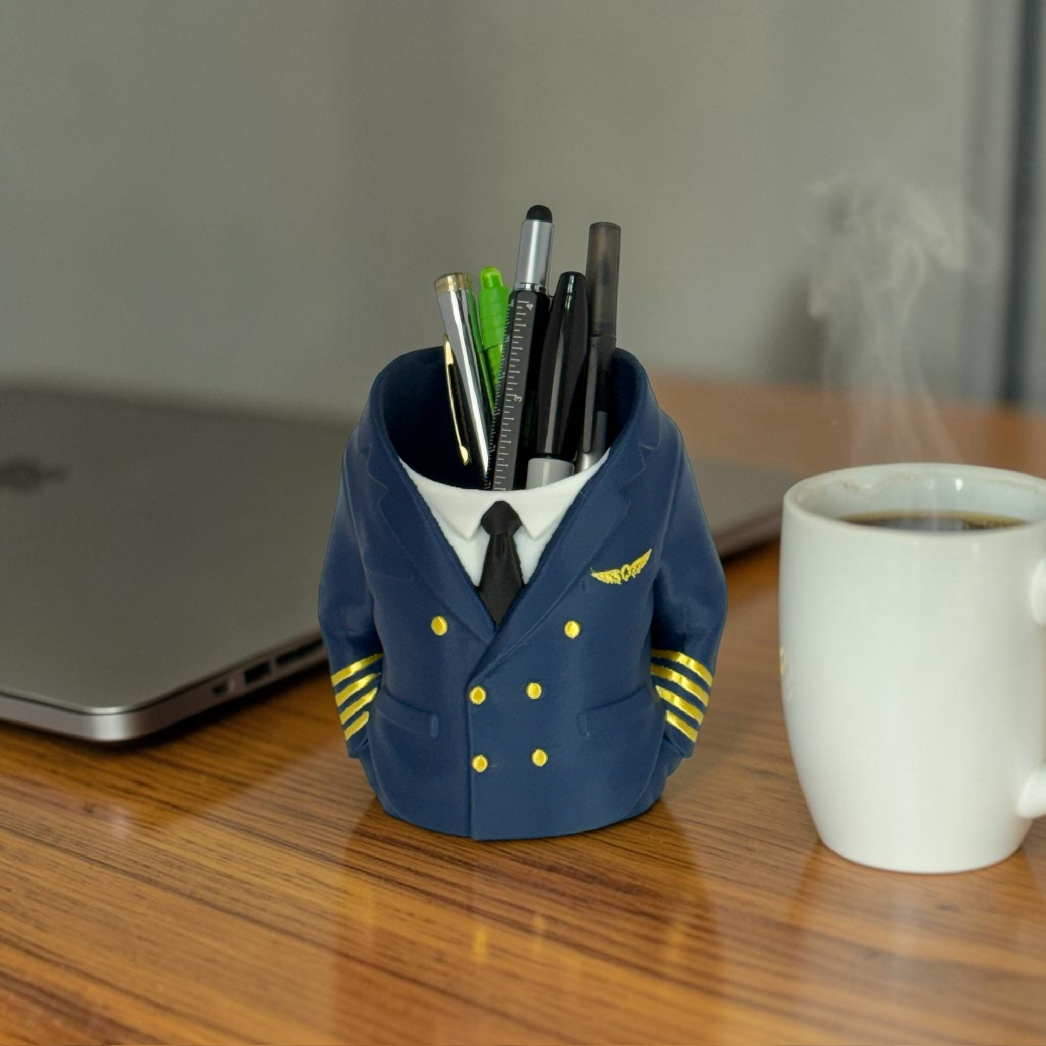 Captain Can Holder (Airline Captain Version) Soda Can or Desktop Pen Holder - Novelty Gift