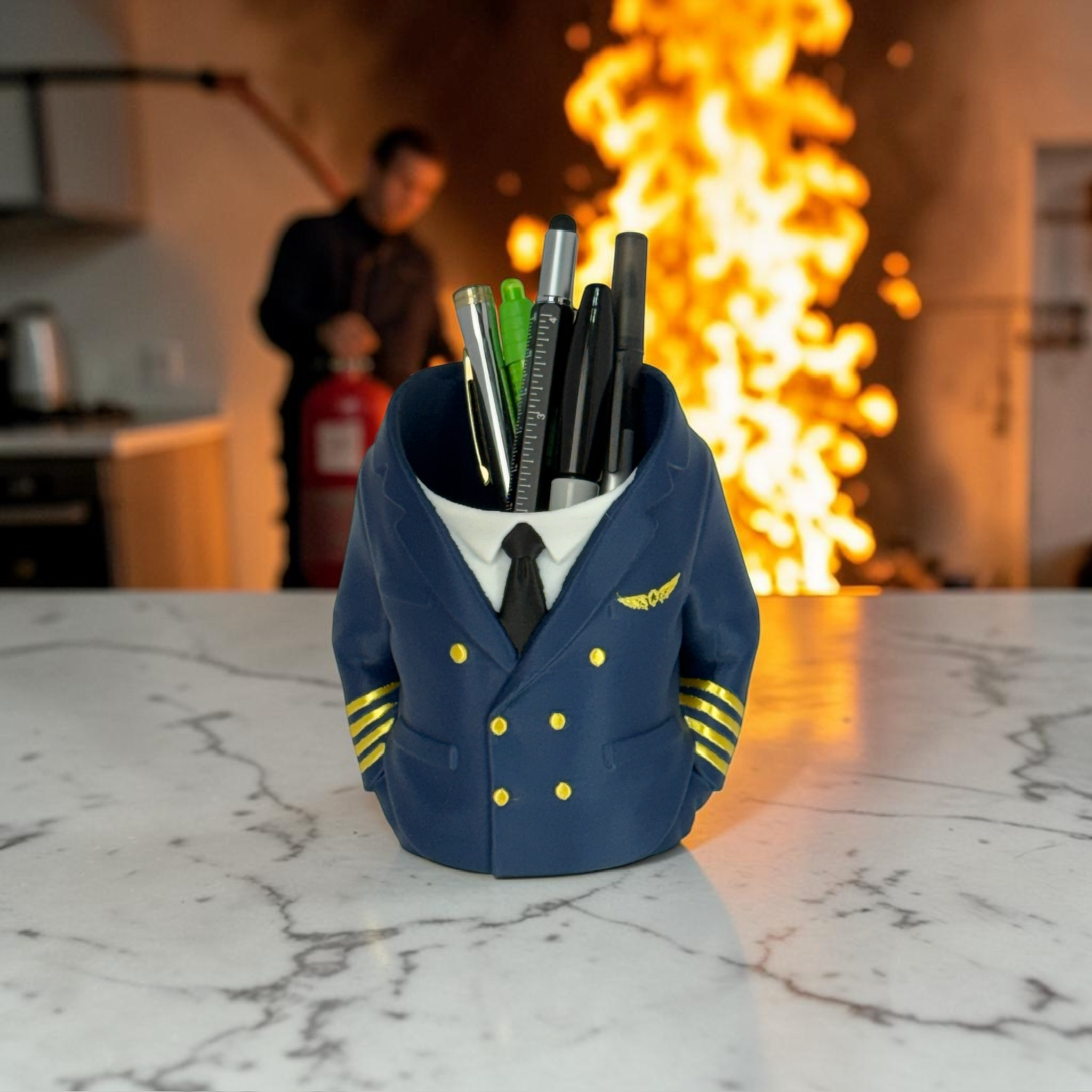 Captain Can Holder (Airline Captain Version) Soda Can or Desktop Pen Holder - Novelty Gift