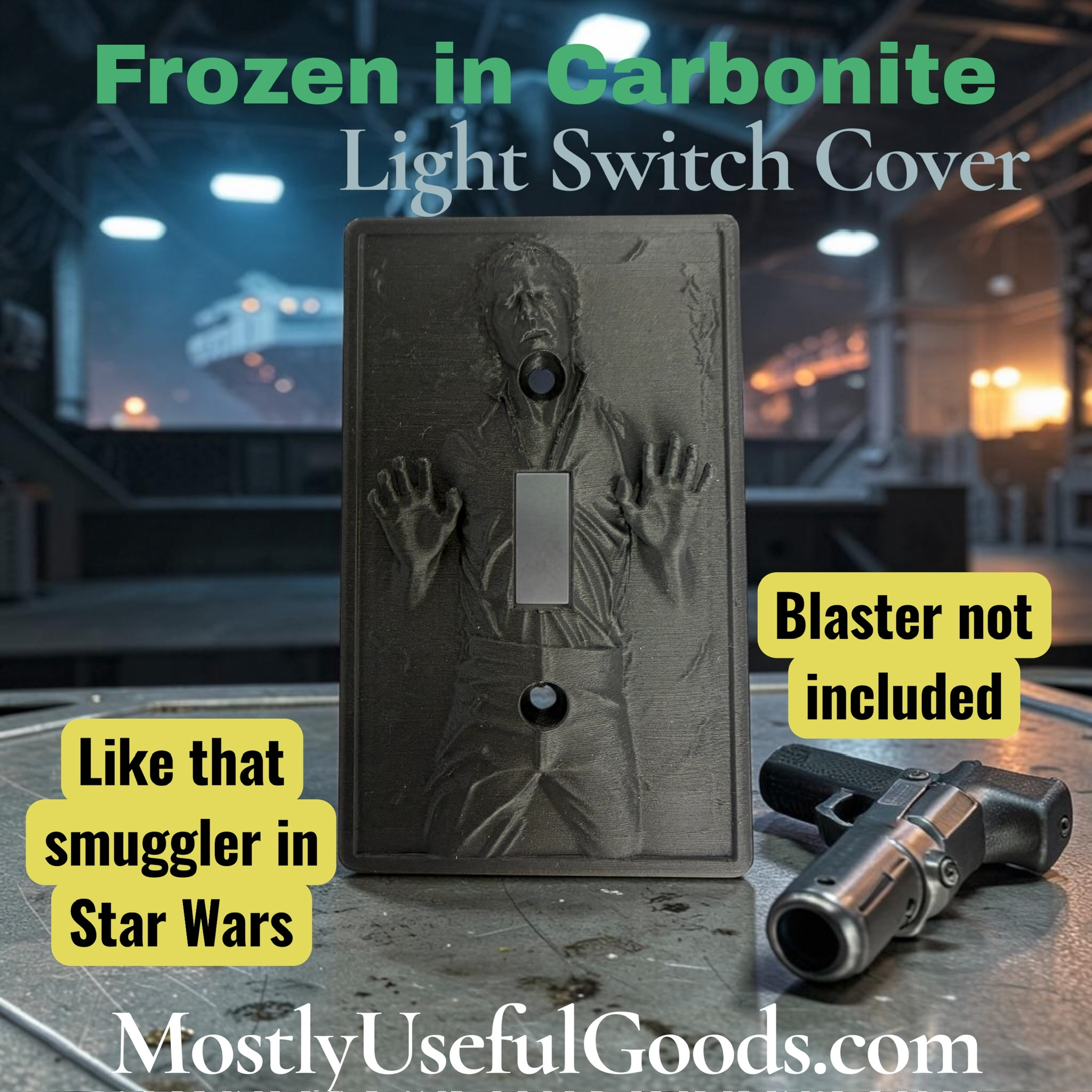 Frozen in Carbonite Light Switch Cover Plate | 3D Printed Sci-Fi Wall Decor | Geek Room Decor | Game Room Switch Plate | Gift for Movie Fans