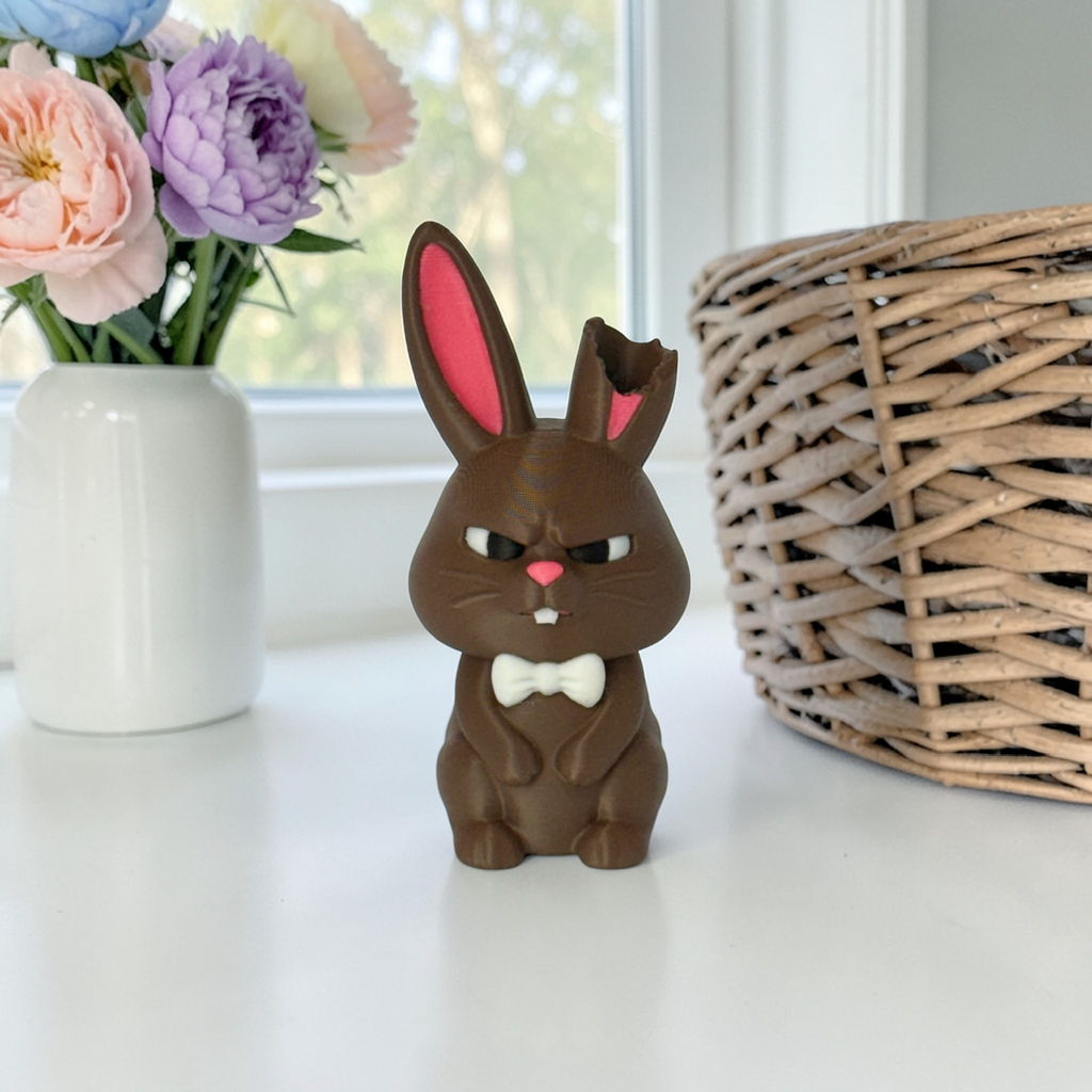 Comical chocolate easter bunny figurine 